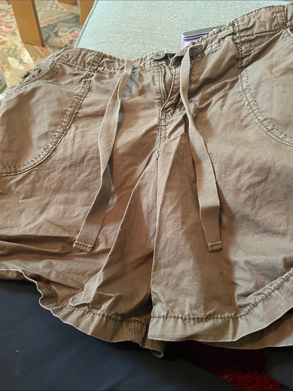Calvin Klein Jeans Olive Brown Utility Shorts with Branded Button